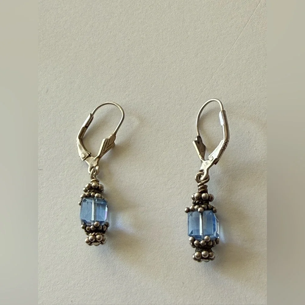 Elegant Silver 925 and Blue Beaded Vintage Earrings 💎